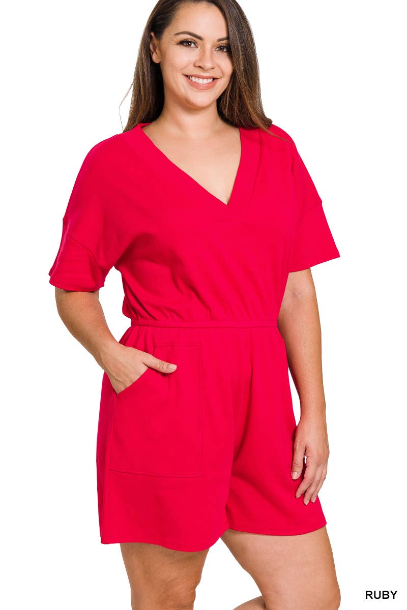 ***SALE*** Black V Neck Romper With Pockets