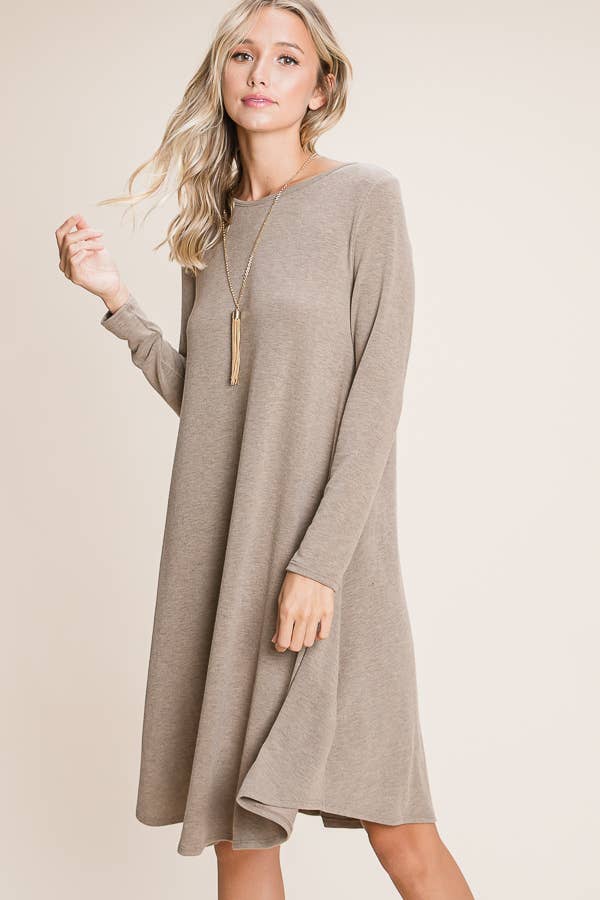 ***SALE*** Taupe Solid Knit Dress