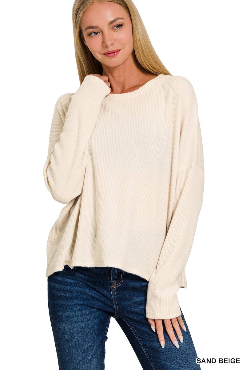 Ribbed Dolman Long Sleeve Sweater