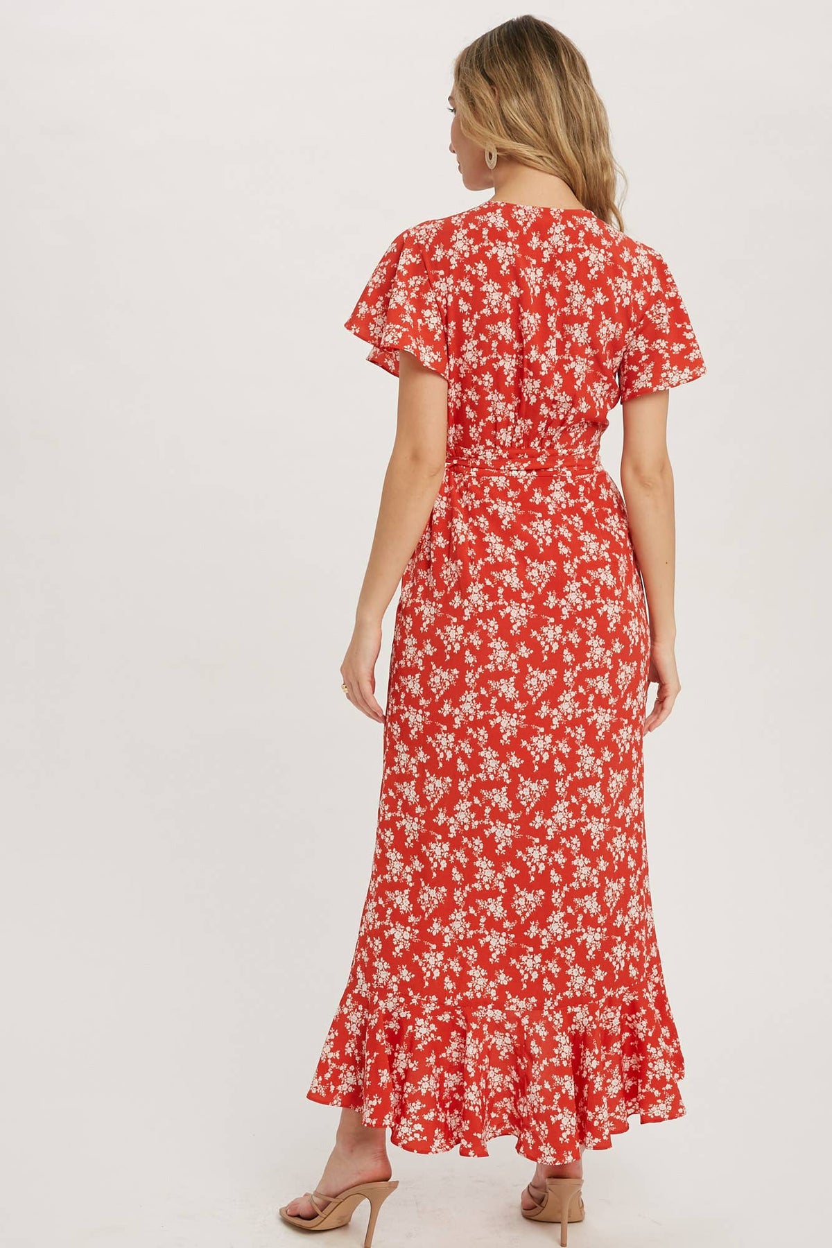 ***SALE*** Ditsy Print Ruffle Hem Wrap Maxi Dress