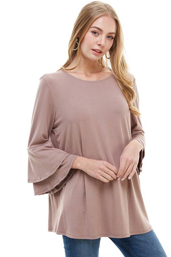 Tunic With Double Layer Bell Sleeve