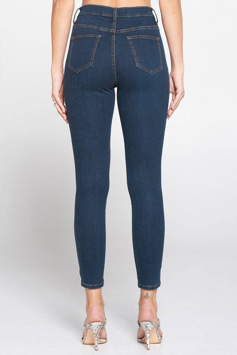 Skinny High-Rise Jeans w/8 Button Front