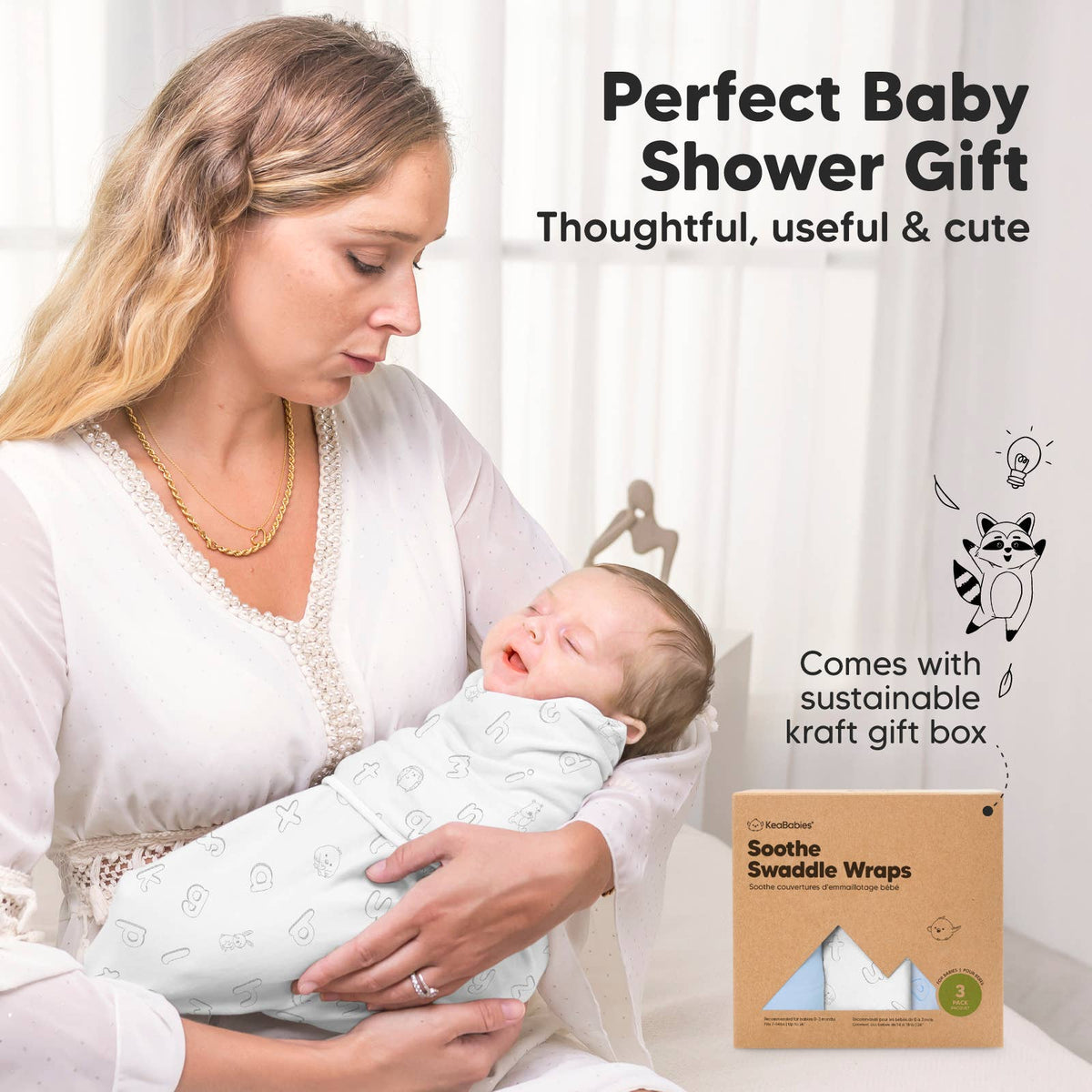 Clouds ABC 3pk Soothe Baby Swaddles 0-3 Months