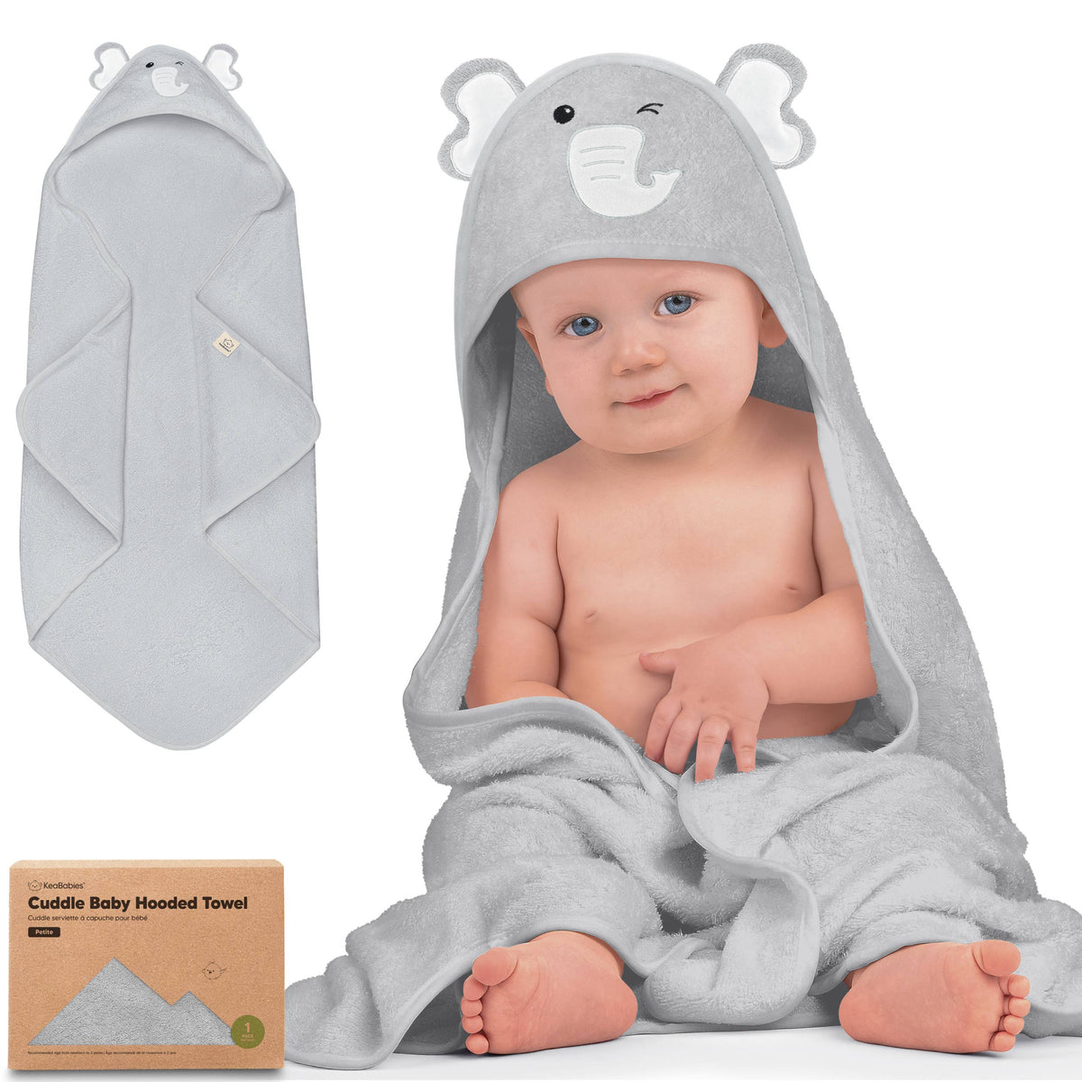 Elephant KB Cuddle Baby Hooded Towel