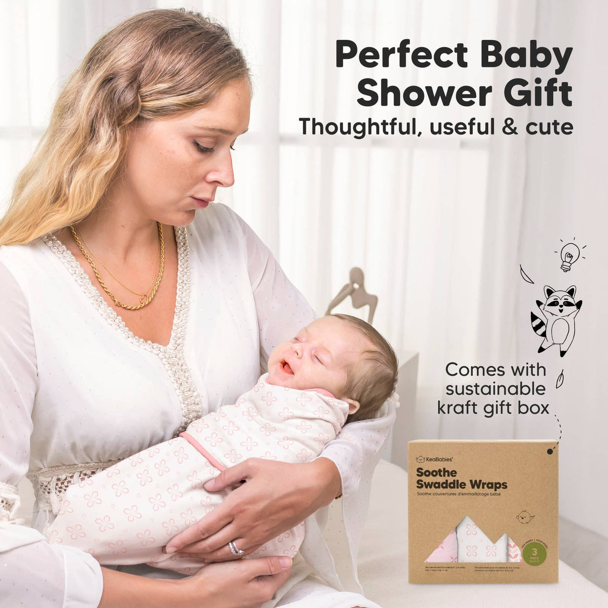 Blossom-3pk Soothe Baby Swaddles 0-3 Months