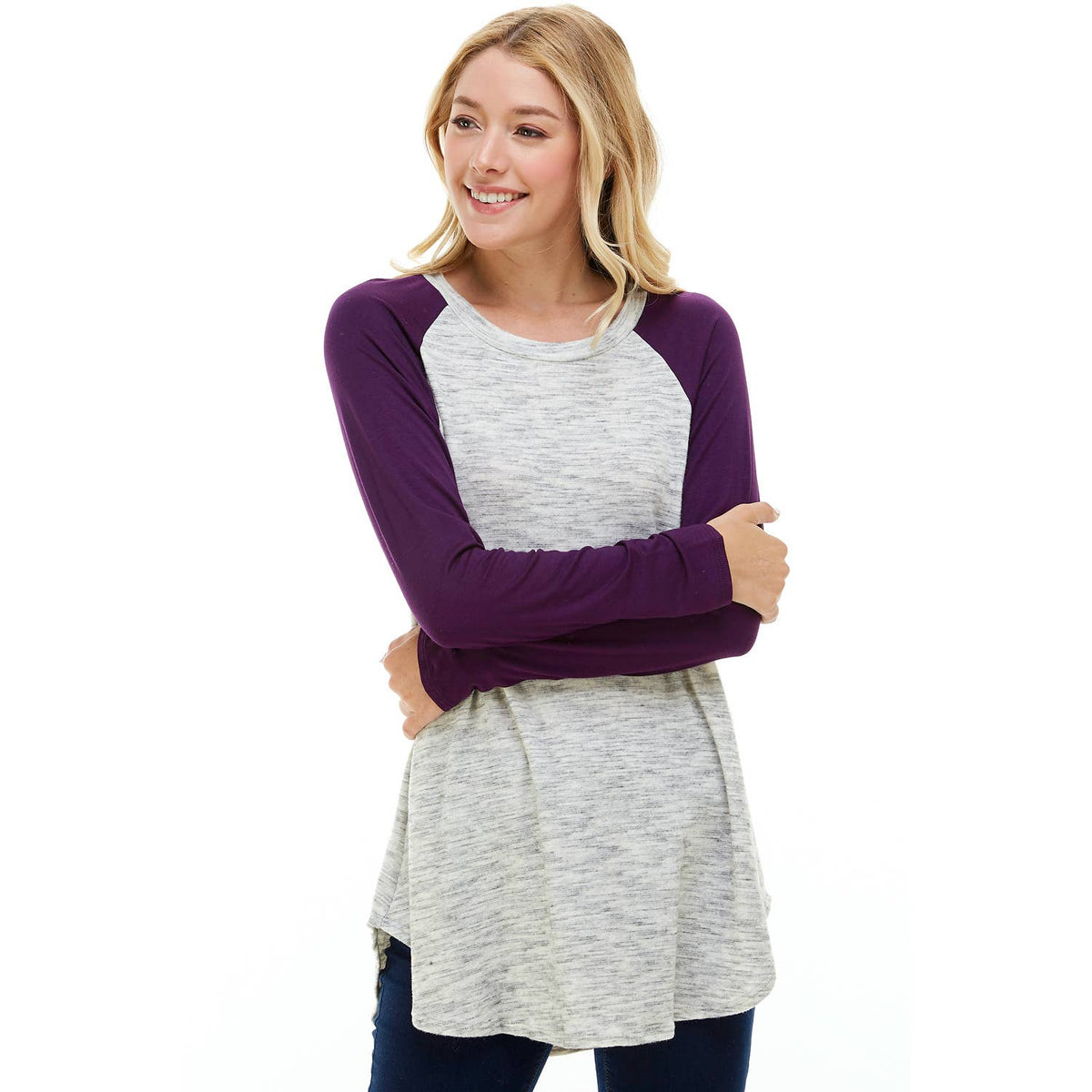 Contrast Crew Neck Long Sleeve Raglan