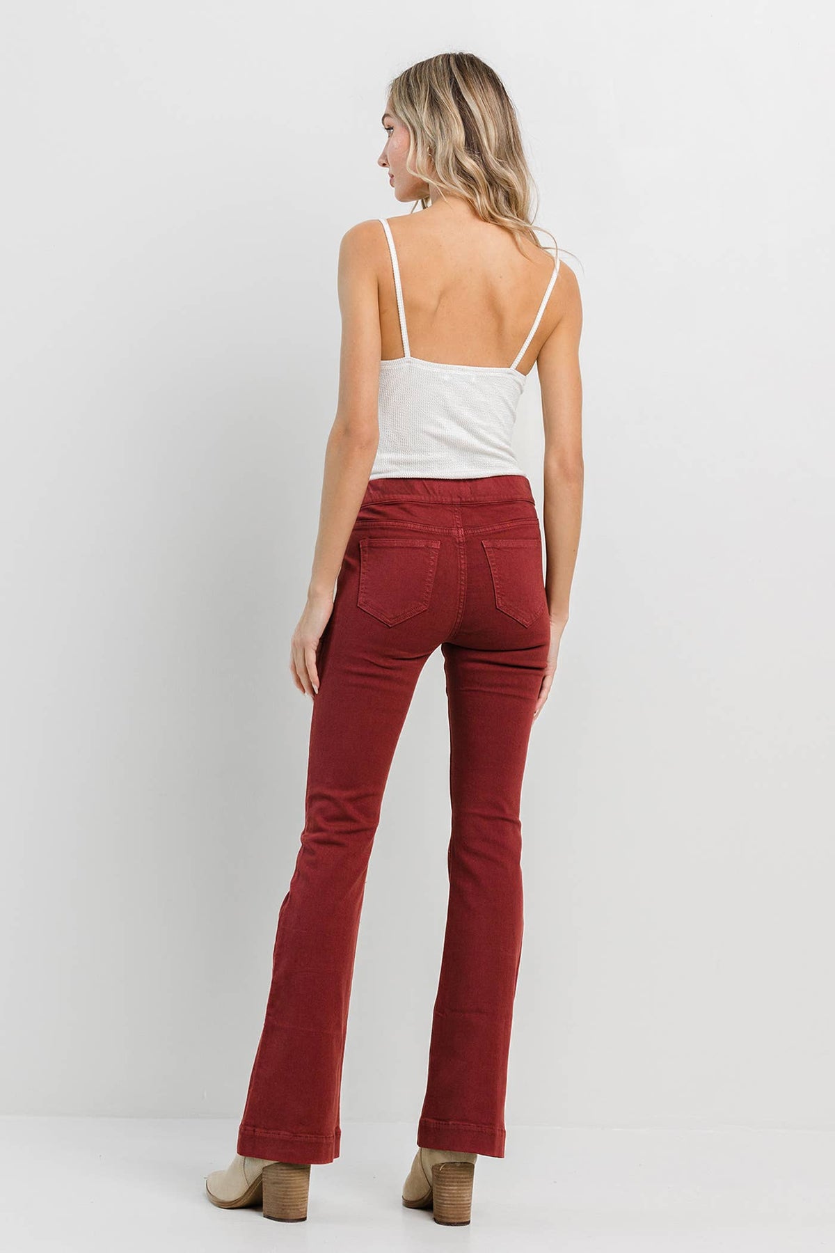 Burgundy Pull On Flare