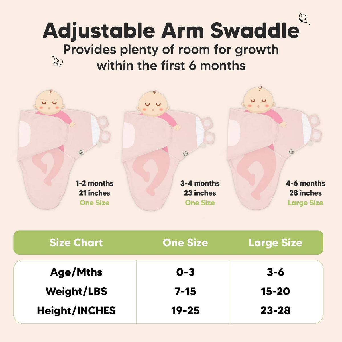 Rose ABC Land - 3pk Soothe Baby Swaddles 0-3 Months