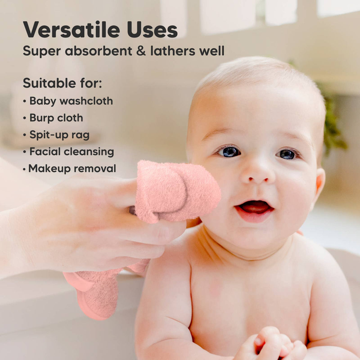 Pink 6-Pack Baby Wash Cloths