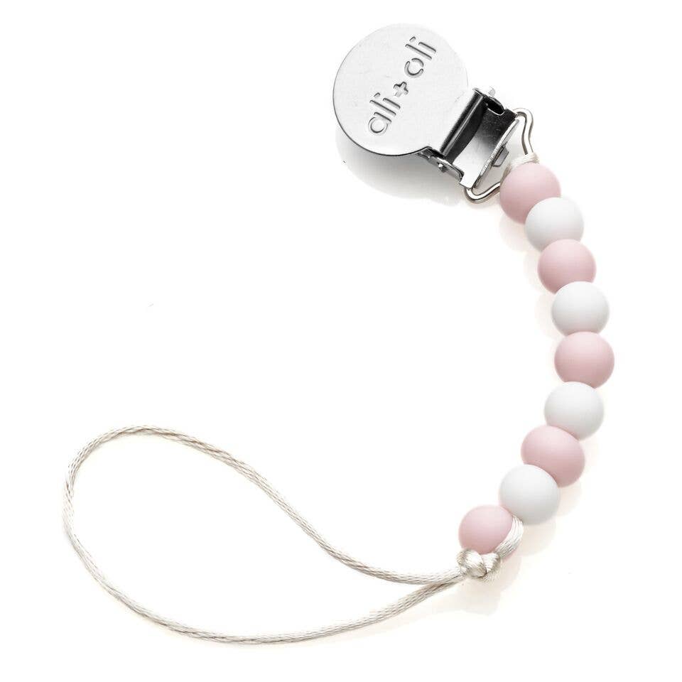 Ali+Oli Silicone Pacifier Clip (Pink-White)