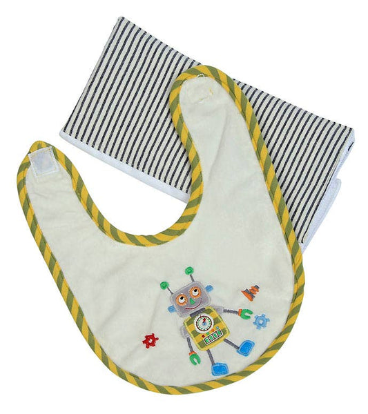Robbie The Robot Boxed Bib & Burp Gift Set