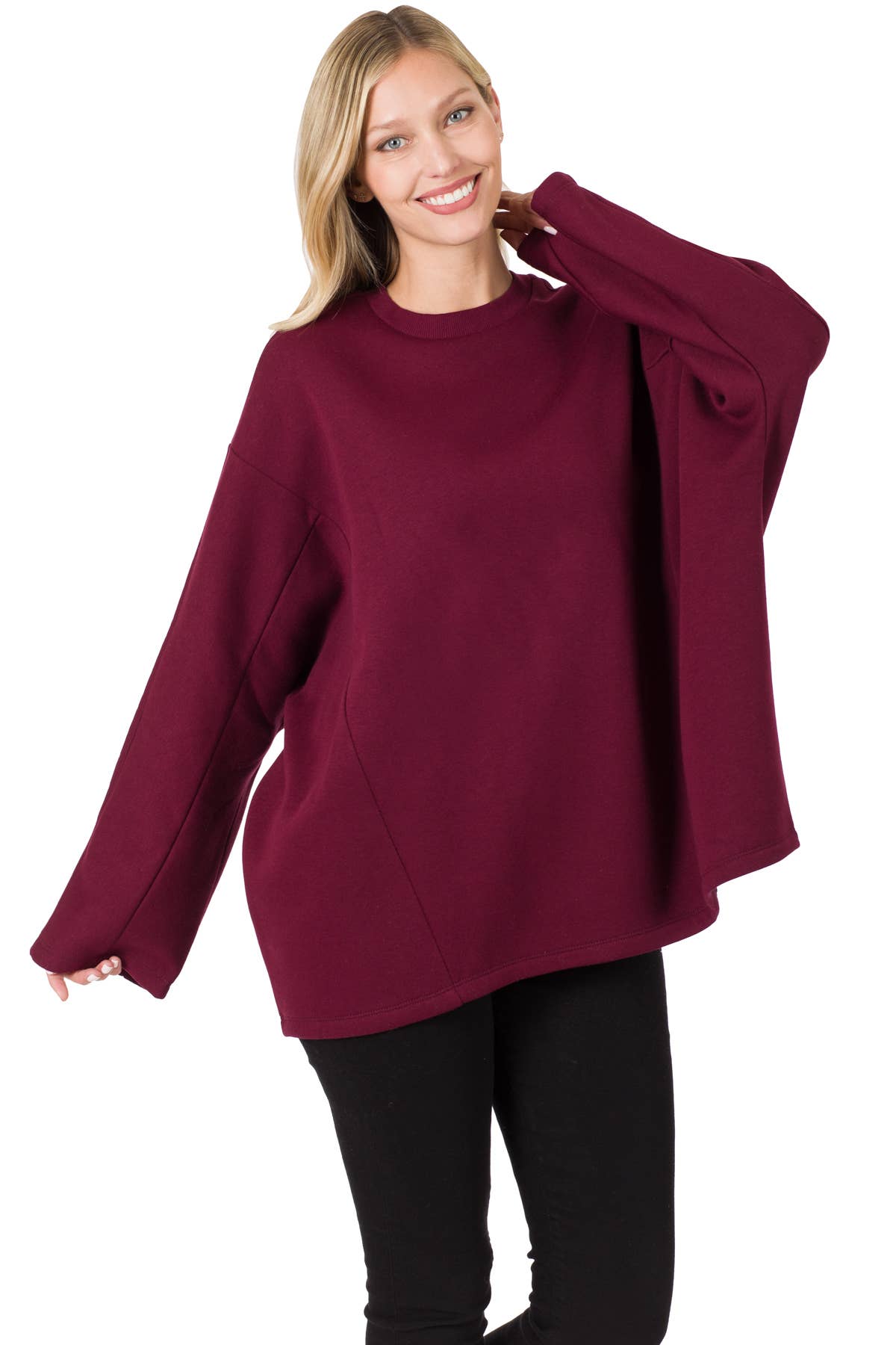 Multi Seamline Oversized Dropped Shoulder Sweatshirt