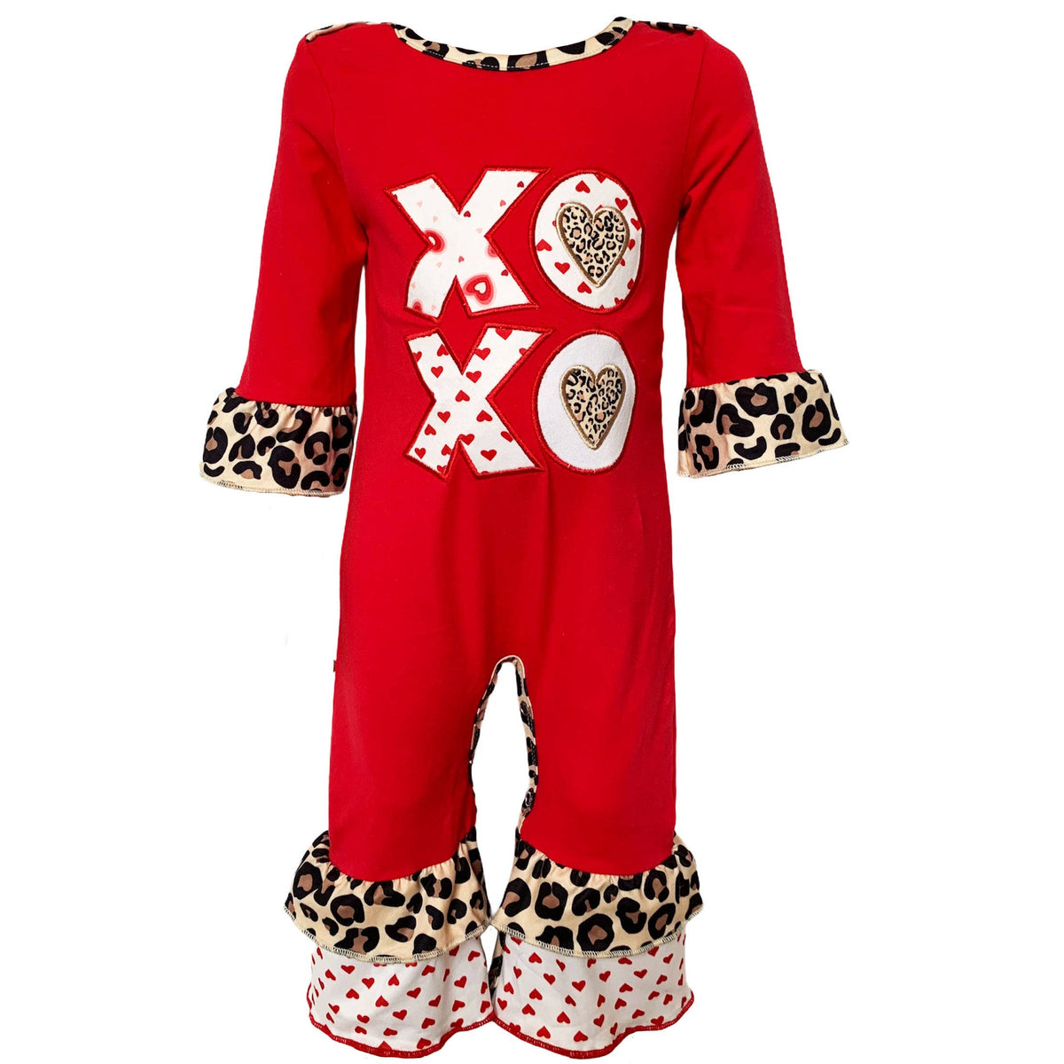 ***Sale*** Baby Girls XOXO Red Long Sleeve Cotton Romper - 18/24M