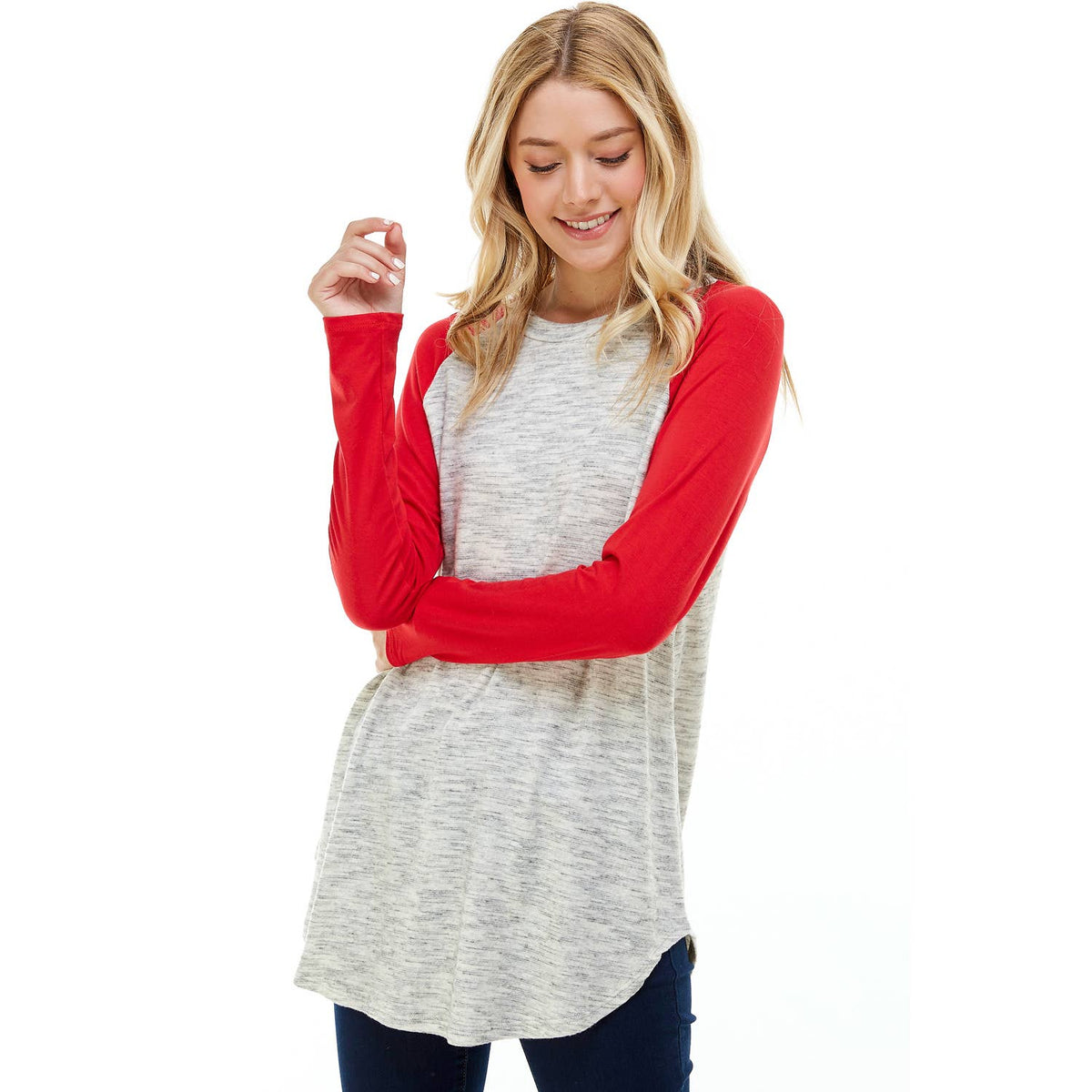 Contrast Crew Neck Long Sleeve Raglan