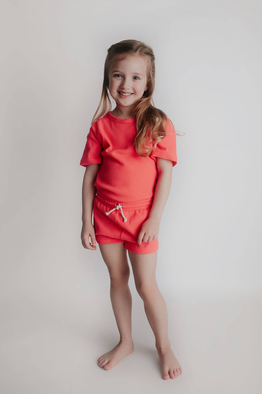 Hot Neon Pink Waffle 2pc Set
