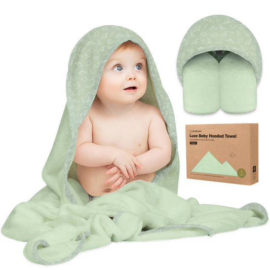 Green Dinos KB Luxe Baby Hooded Towel