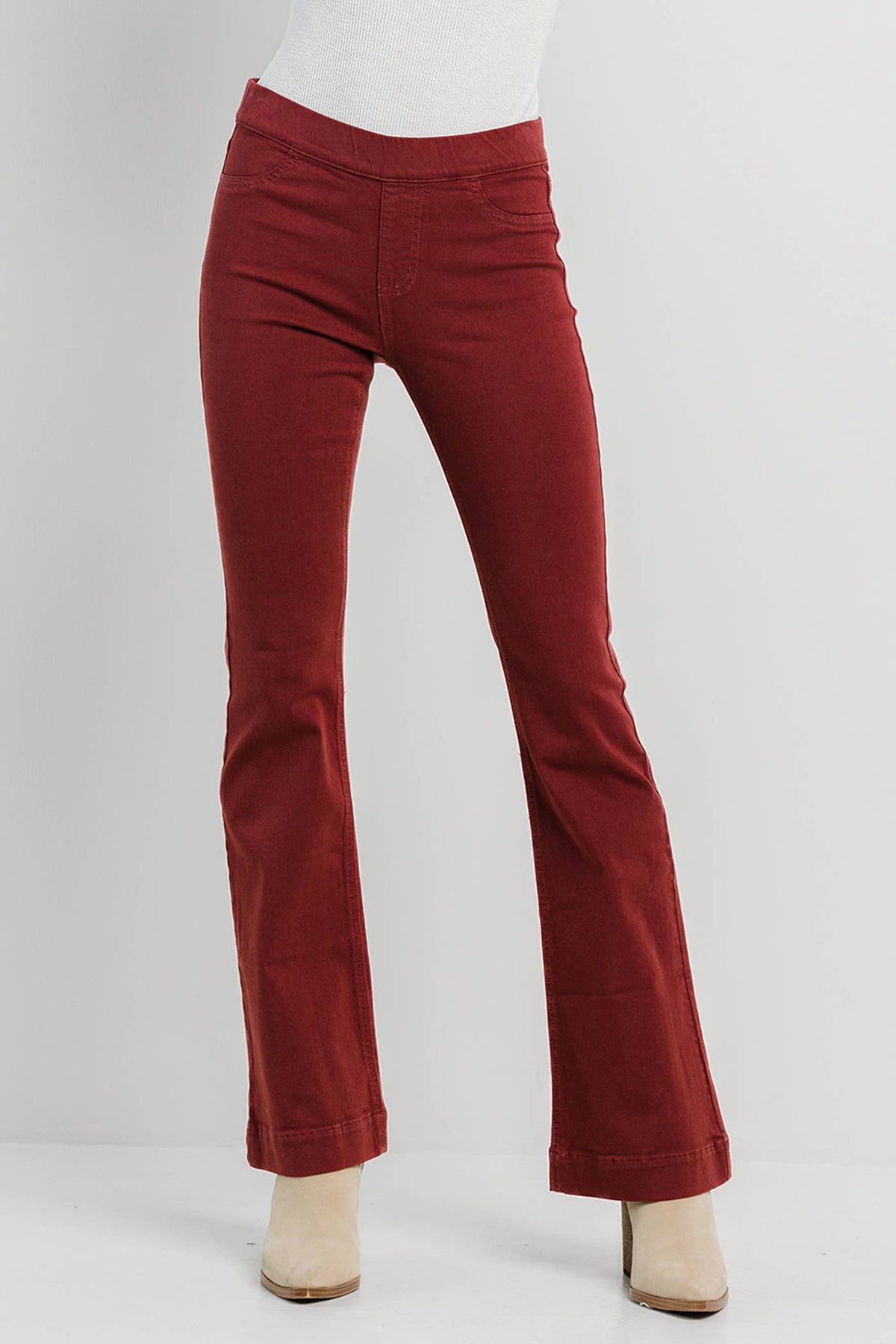 Burgundy Pull On Flare