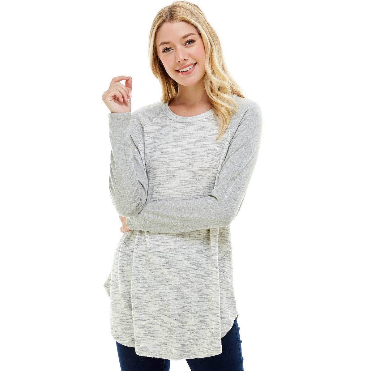 Contrast Crew Neck Long Sleeve Raglan