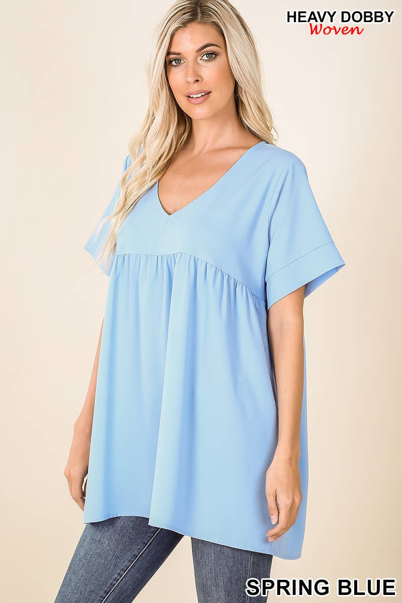 Black Empire Waist Shirring Tunic