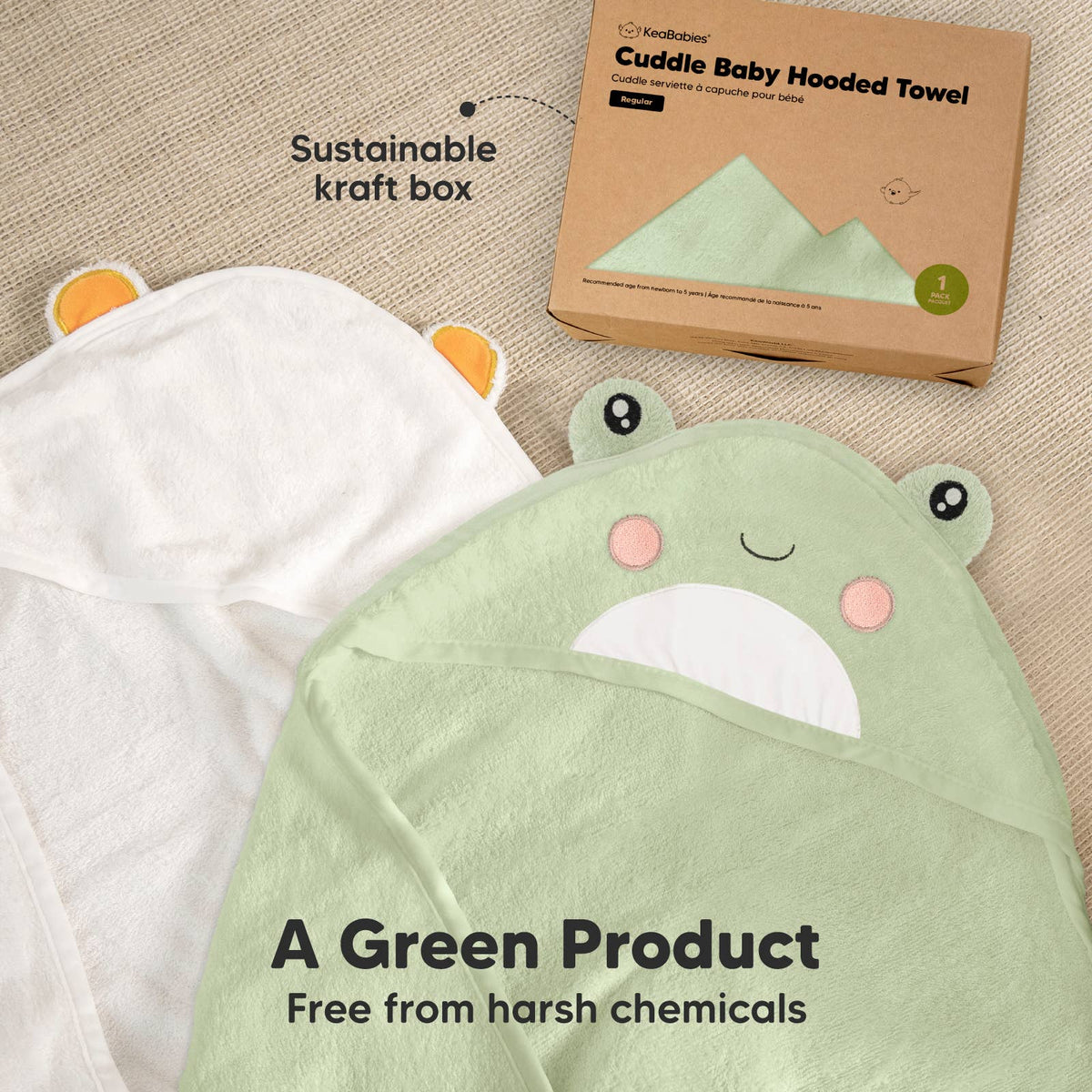 Frog KB Cuddle Baby Hooded Towel