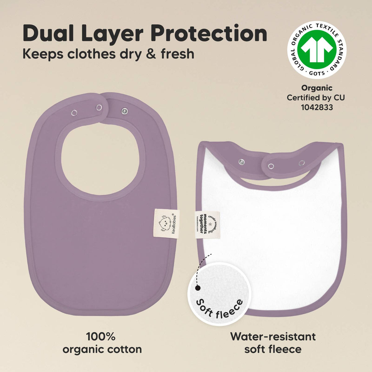 Mauve 8-pack Urban Drool Bibs