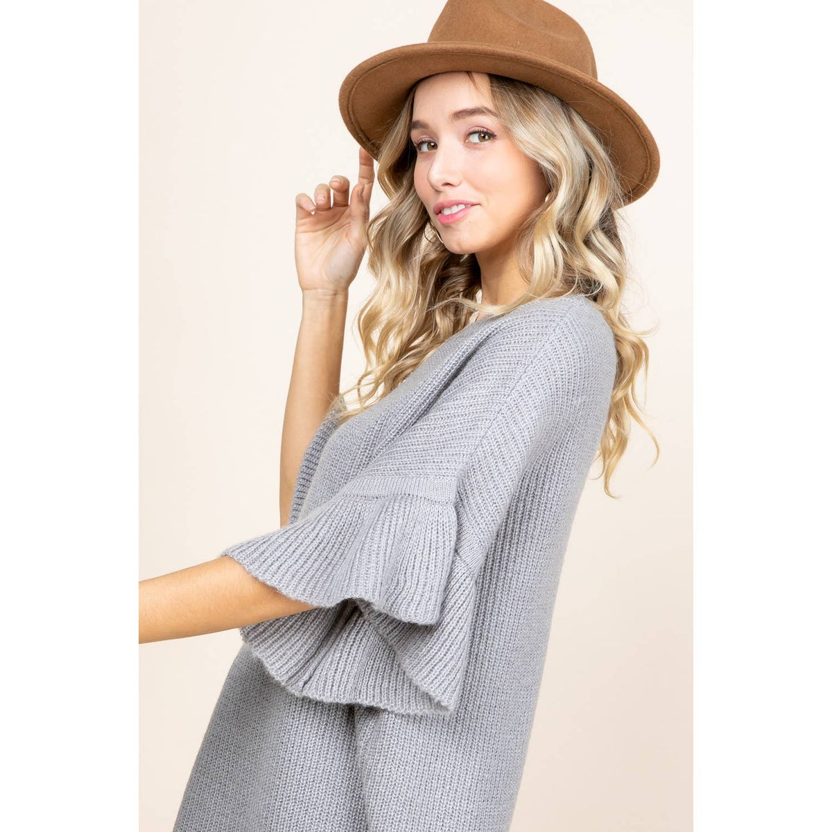 Ruffle Sleeve Sweater Tunic