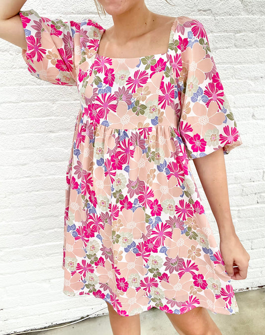 Lavender Floral Babydoll Dress