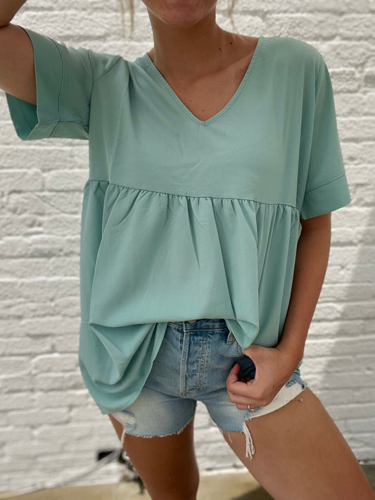 Teal Vneck Flowy Top