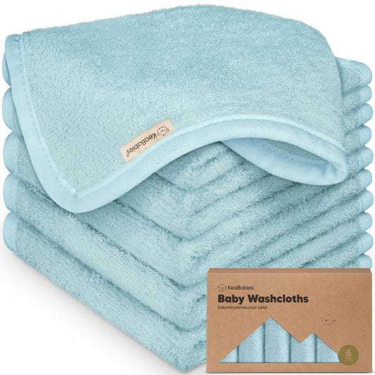 Sky Blue - 6-Pack Baby Wash Cloths