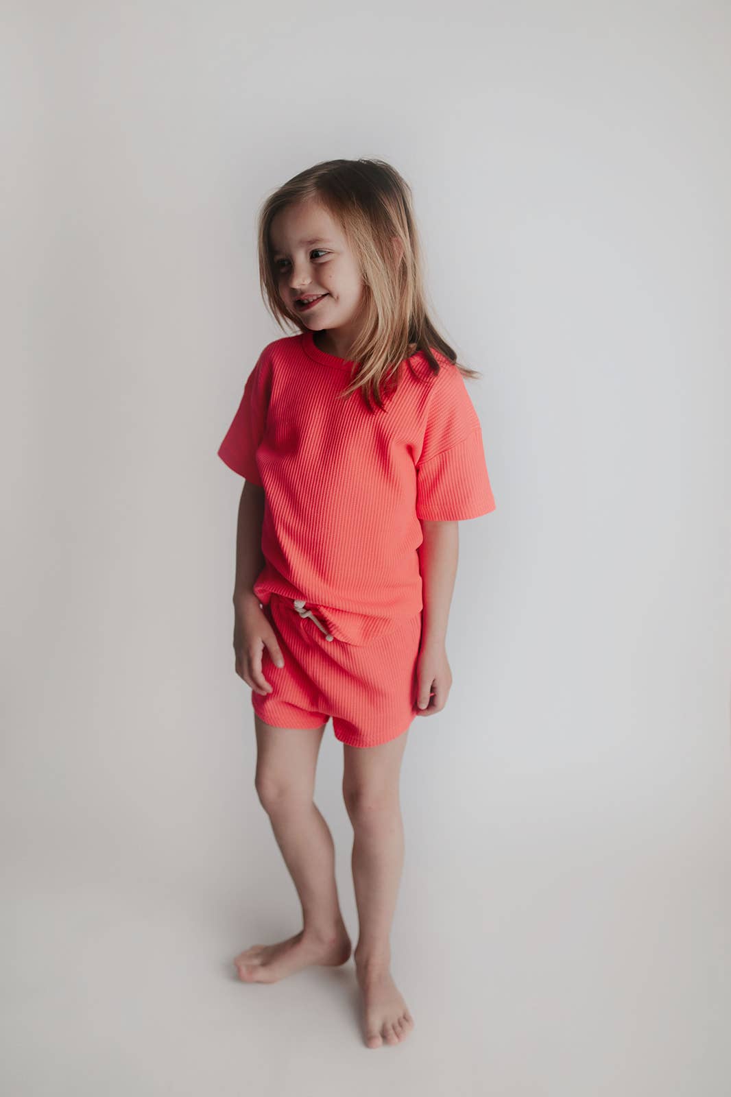 Hot Neon Pink Waffle 2pc Set