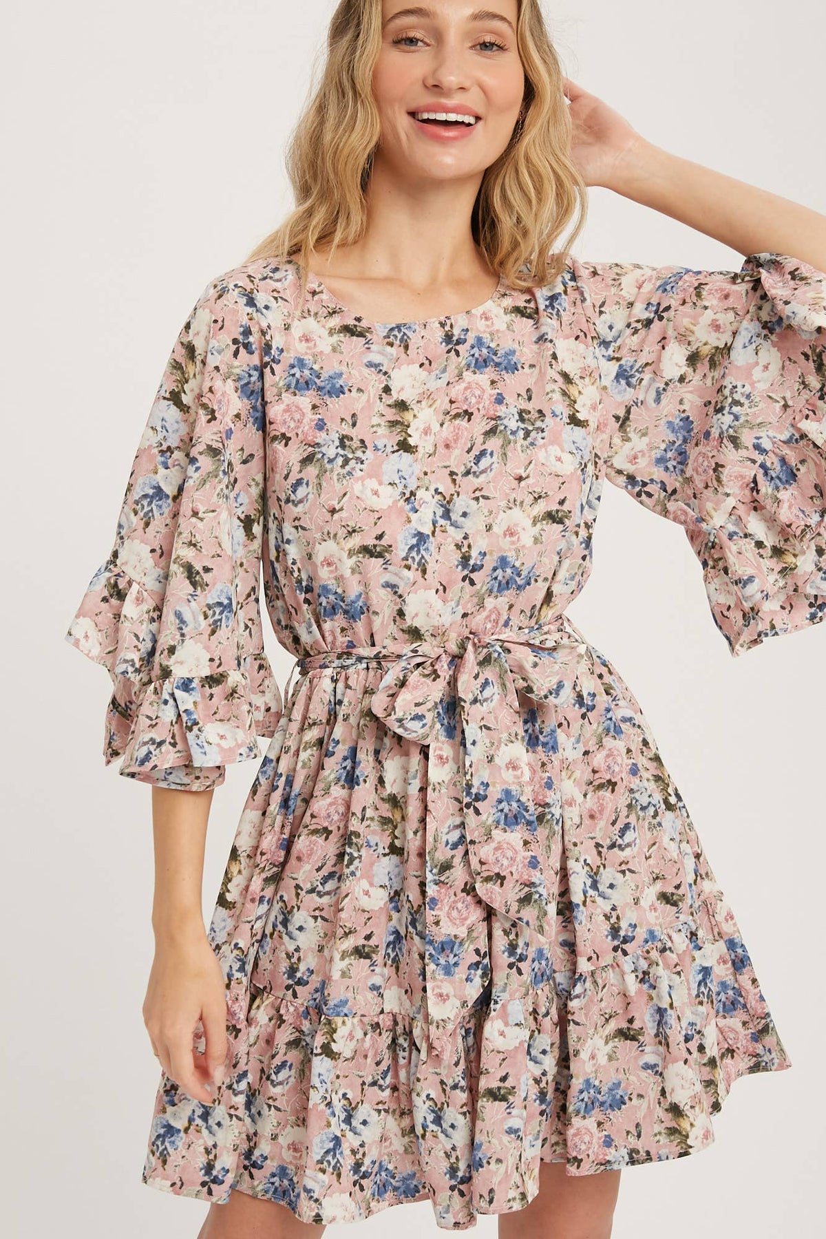 ***SALE*** Floral Print Angel Sleeve Dress