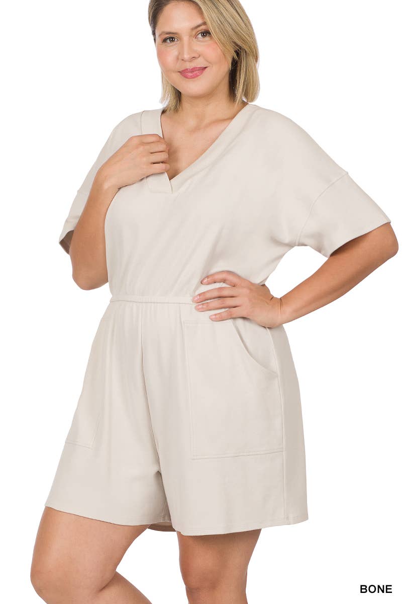 ***SALE*** Black V Neck Romper With Pockets