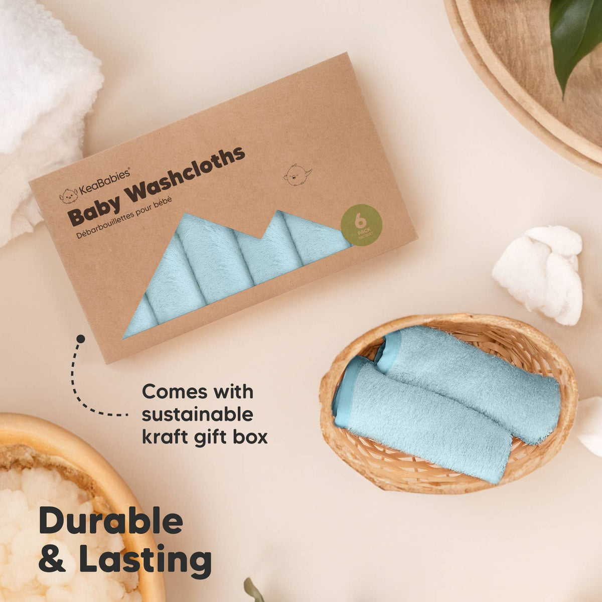 Bravo Blue - 6-Pack Baby Wash Cloths