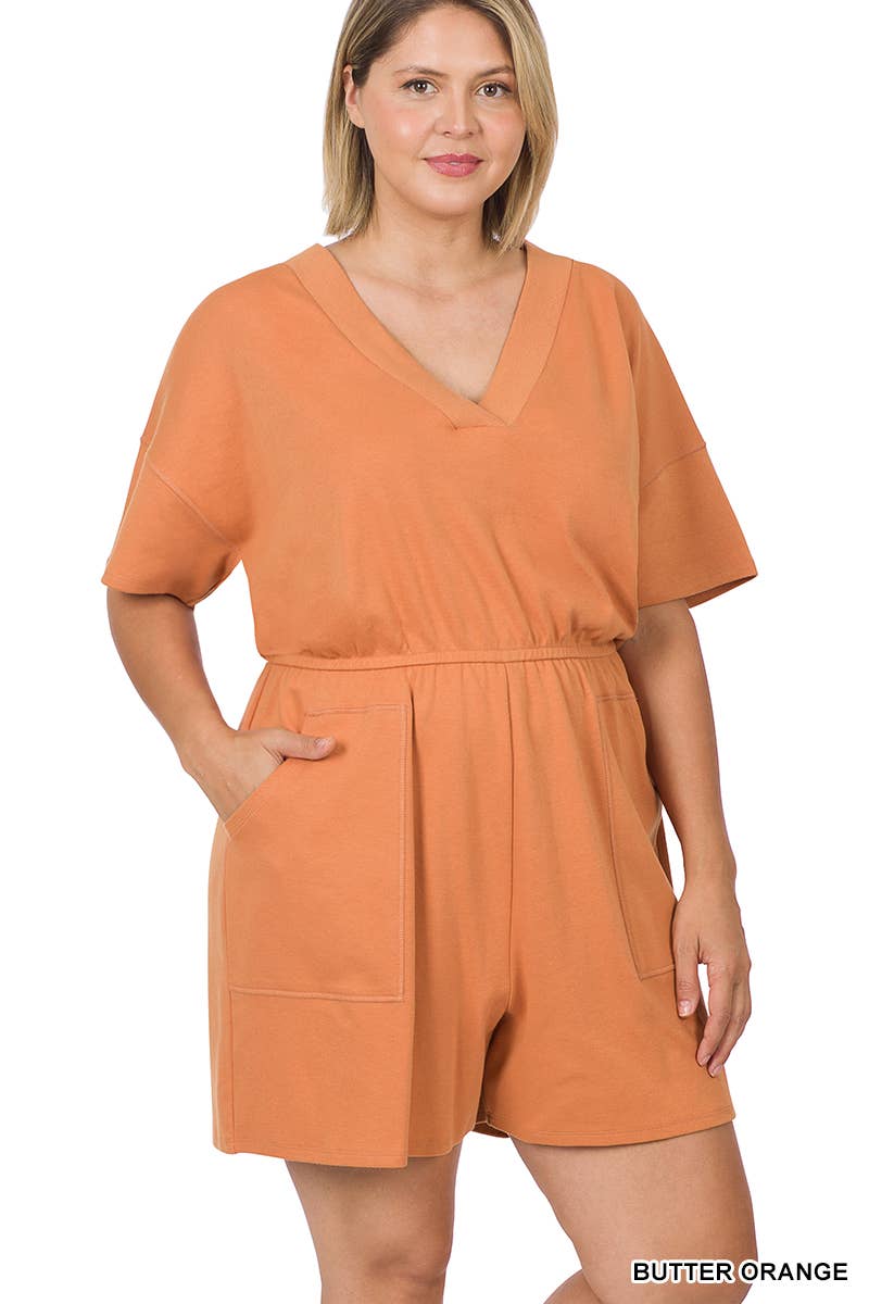 ***SALE*** Black V Neck Romper With Pockets