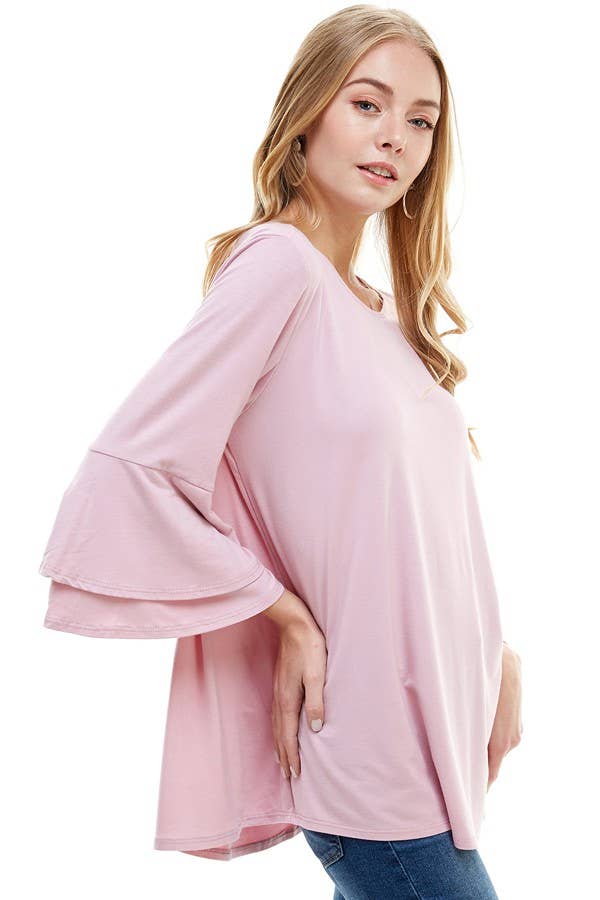 Tunic With Double Layer Bell Sleeve