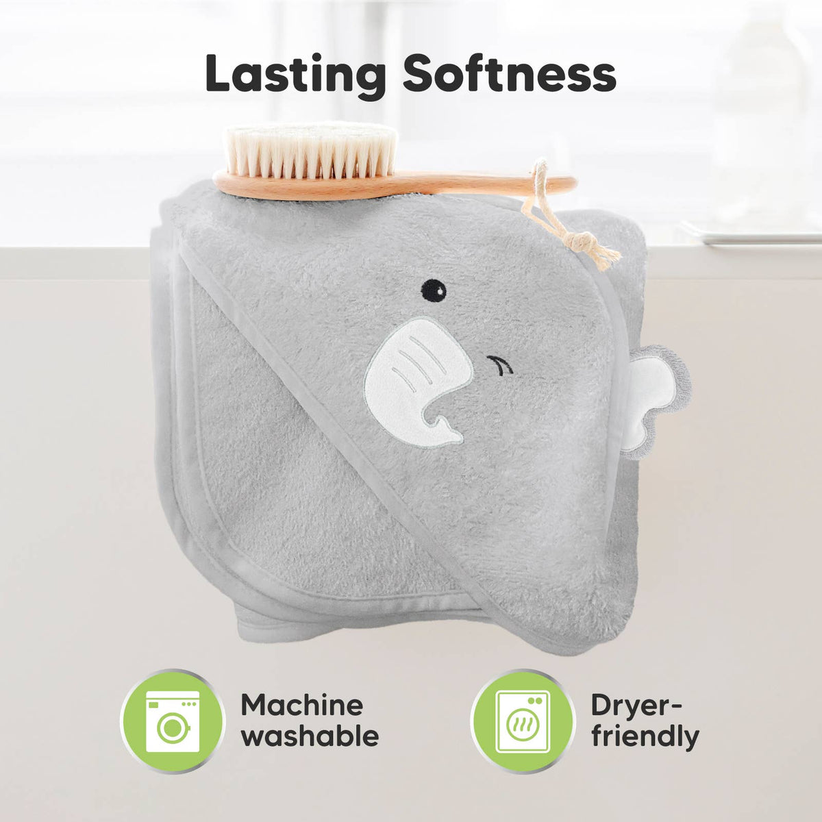 Elephant KB Cuddle Baby Hooded Towel
