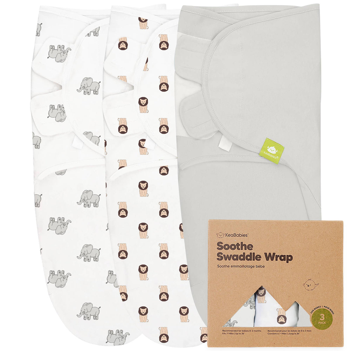 The Wild2 - 3pk Soothe Baby Swaddles 0-3 Months