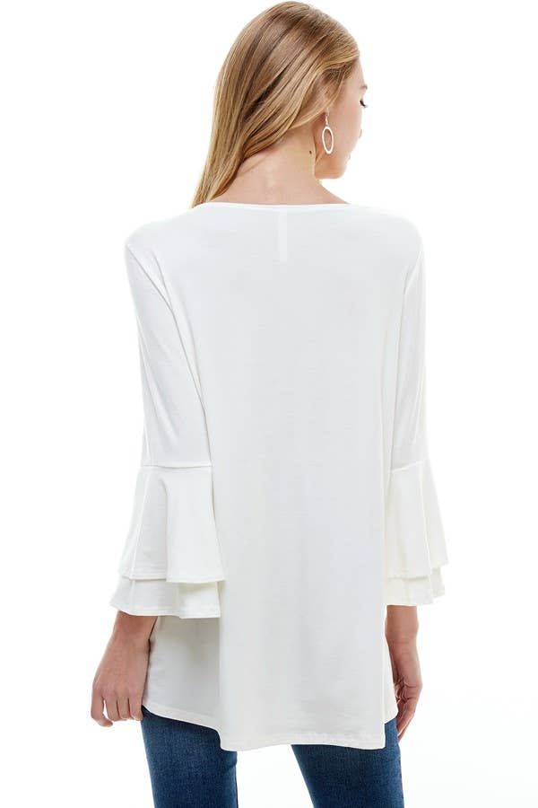 Tunic With Double Layer Bell Sleeve