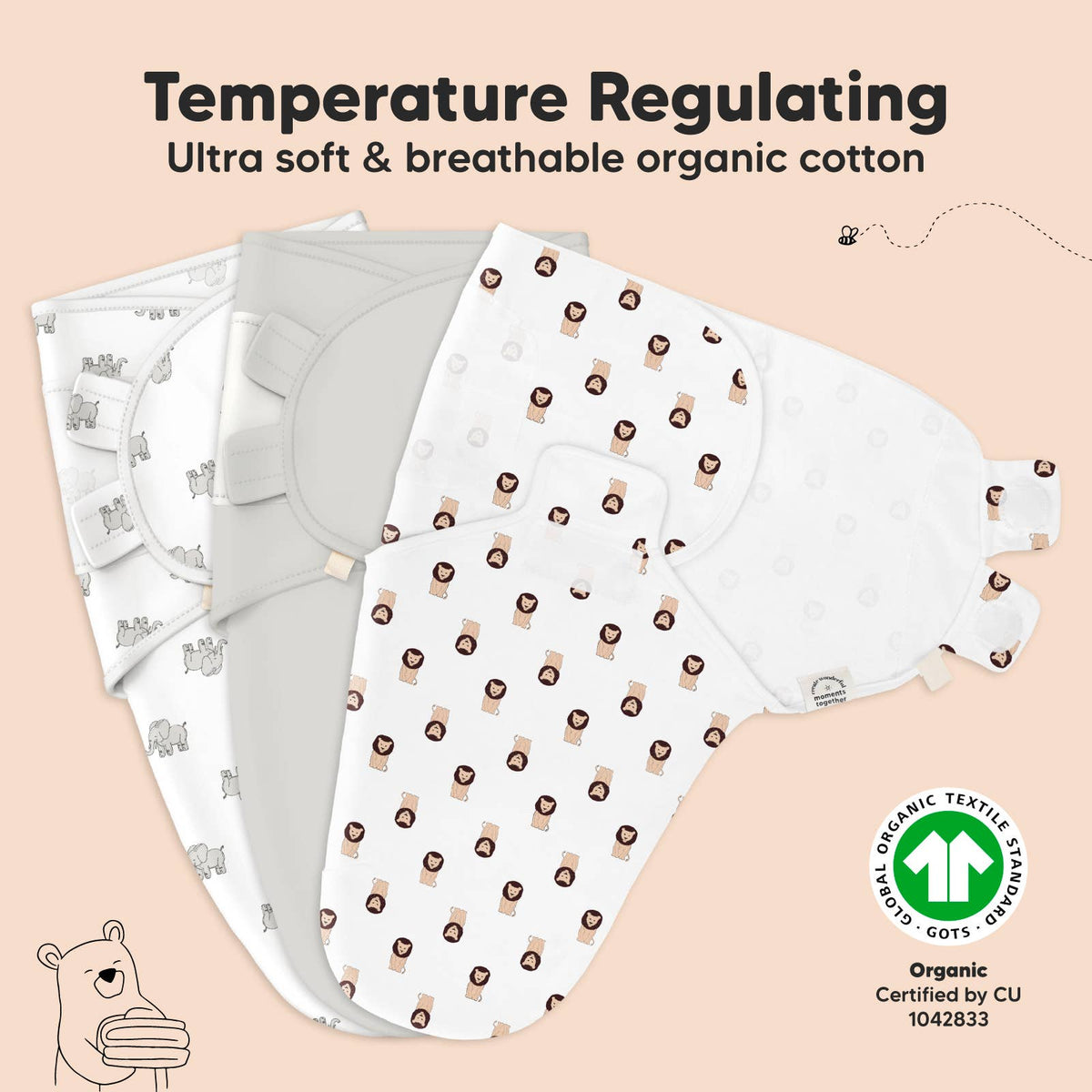 The Wild2 - 3pk Soothe Baby Swaddles 0-3 Months
