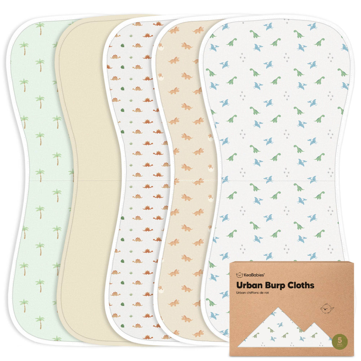 Roarsome 5-Pack Urban Burp Cloths