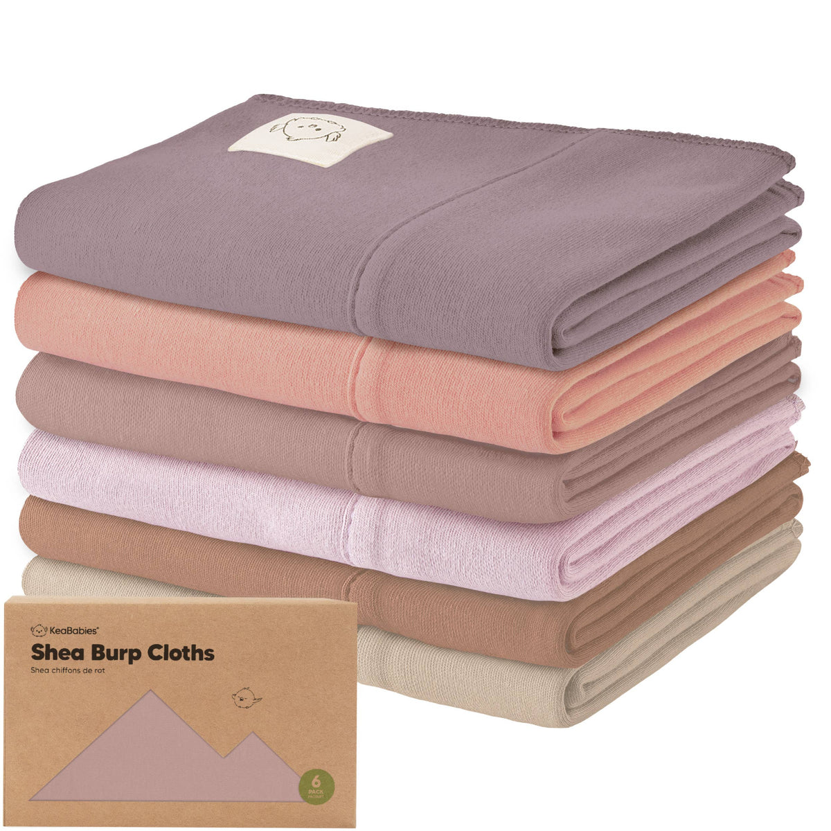 Mauve 6-Pack Shea Burp Cloths
