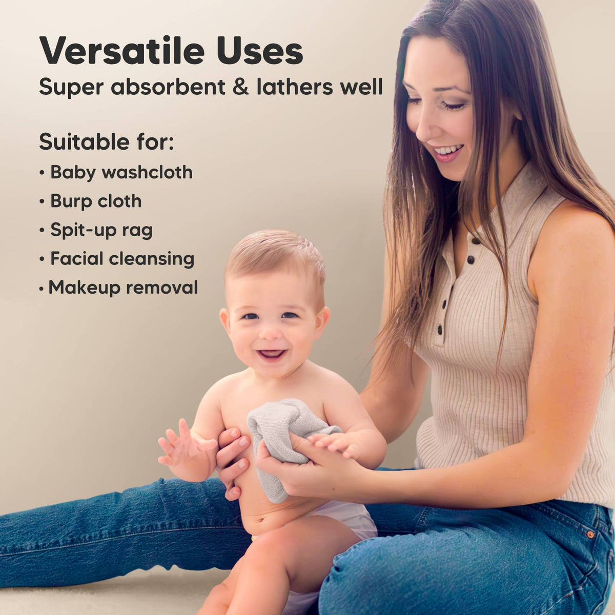 Heather - 6-Pack Baby Wash Cloths