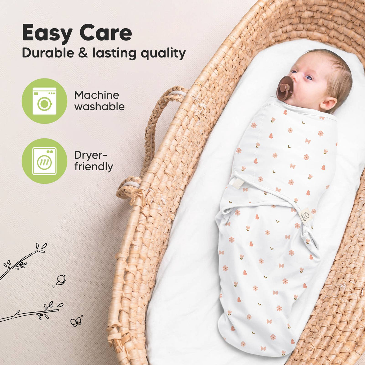 Butterflies-3pk Soothe Baby Swaddles 0-3 Months
