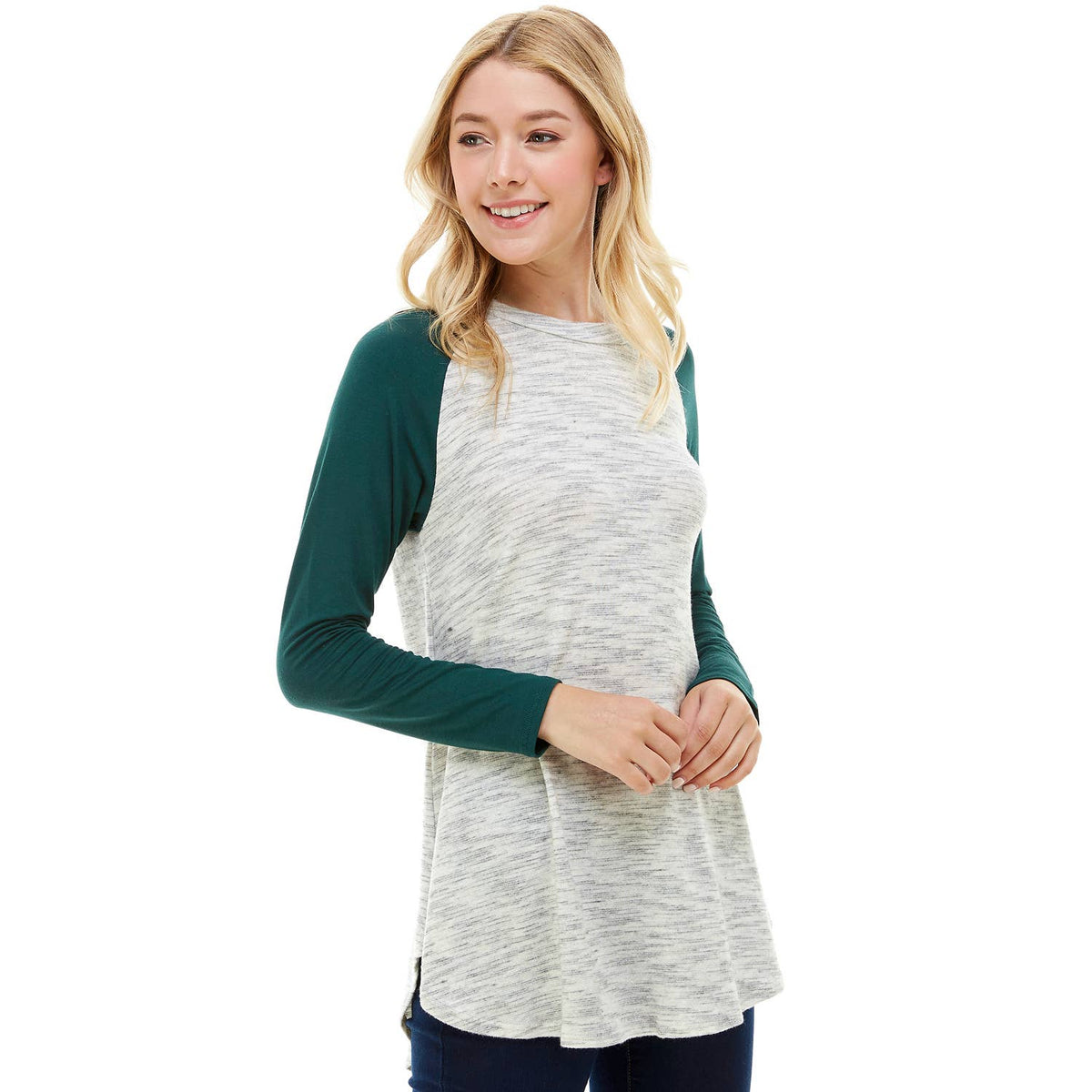 Contrast Crew Neck Long Sleeve Raglan