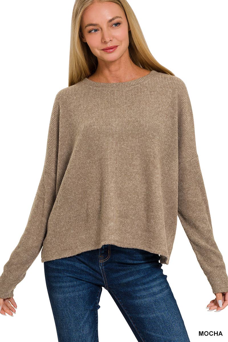 Ribbed Dolman Long Sleeve Sweater