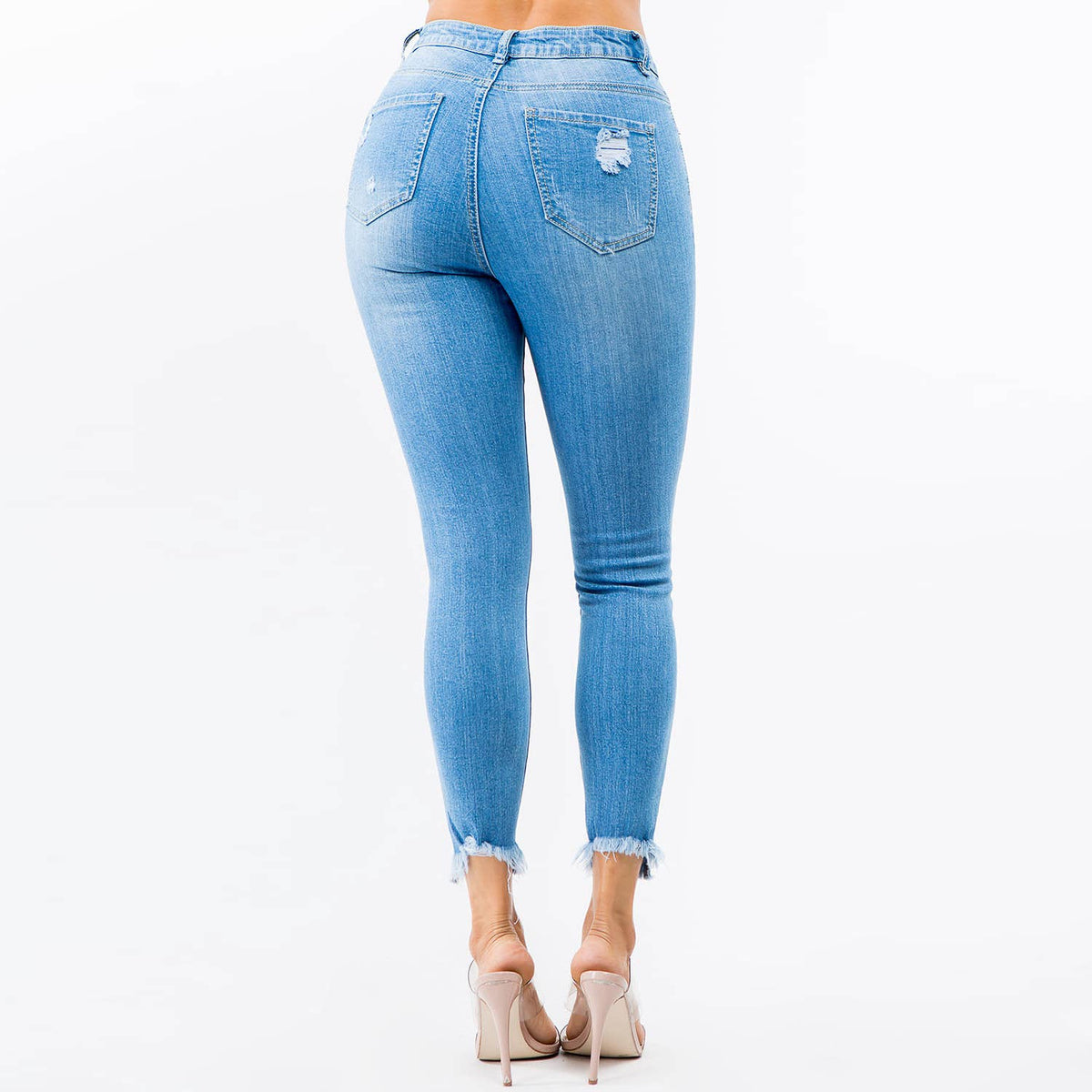 High Waist Distressed Skinny Jeans-RJH5086