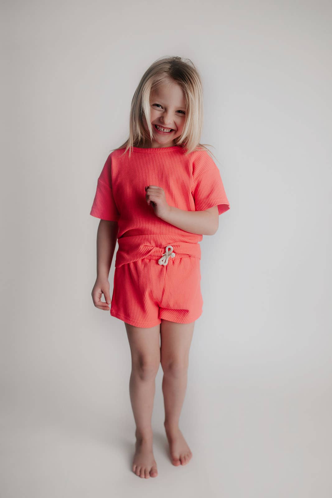 Hot Neon Pink Waffle 2pc Set