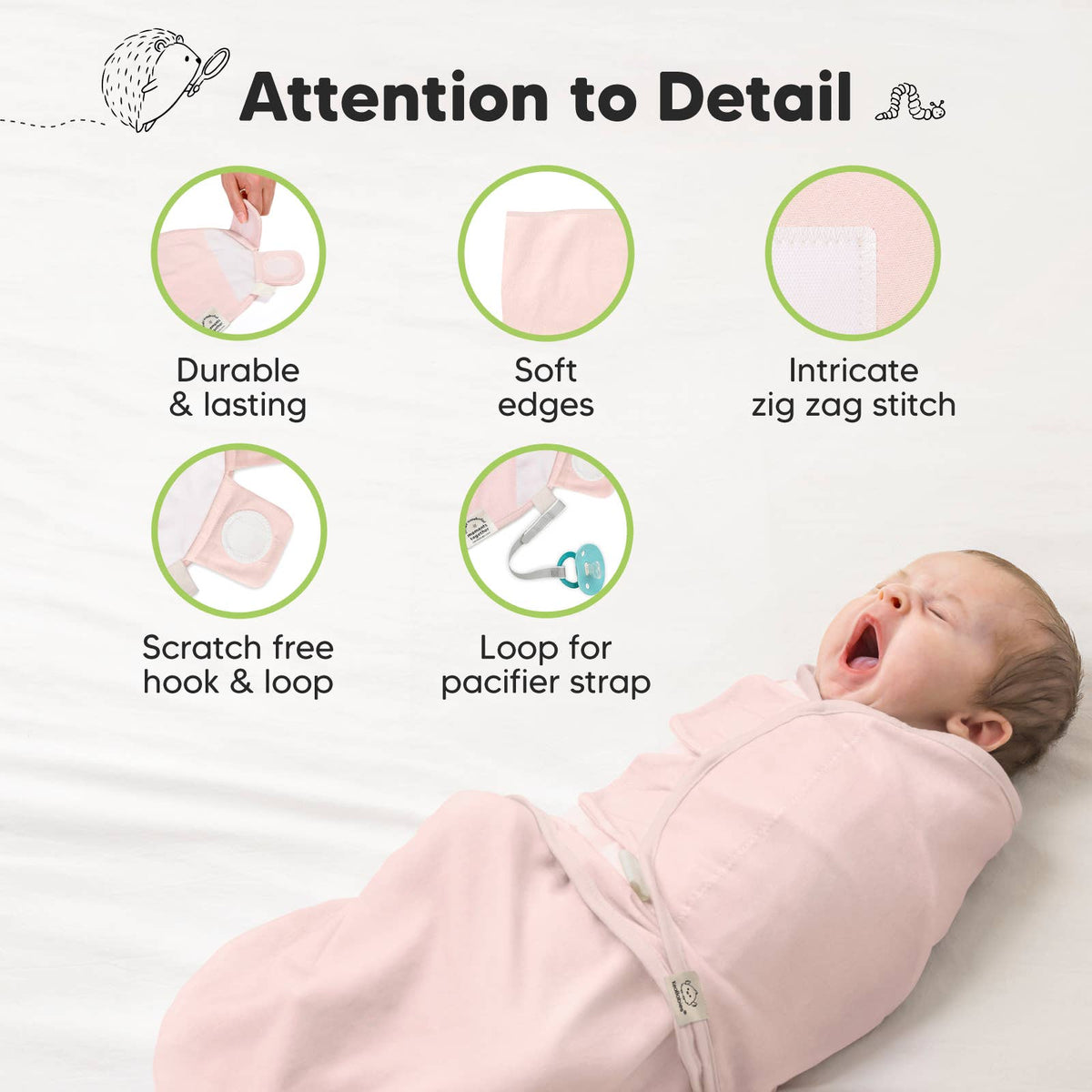 Rose ABC Land - 3pk Soothe Baby Swaddles 0-3 Months