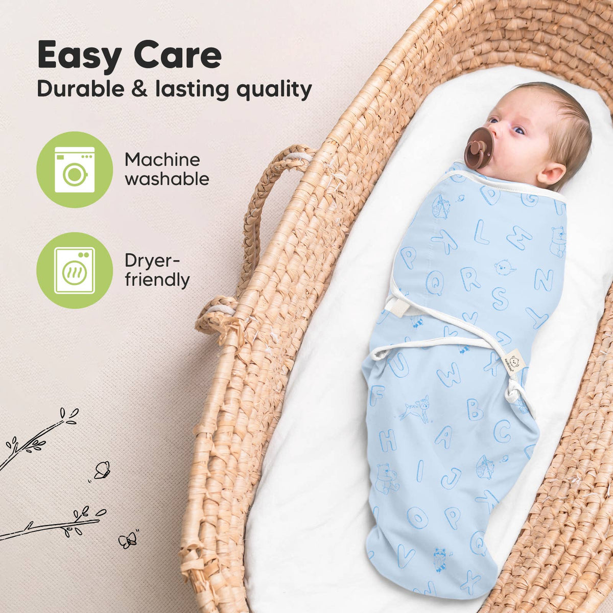 Clouds ABC 3pk Soothe Baby Swaddles 0-3 Months