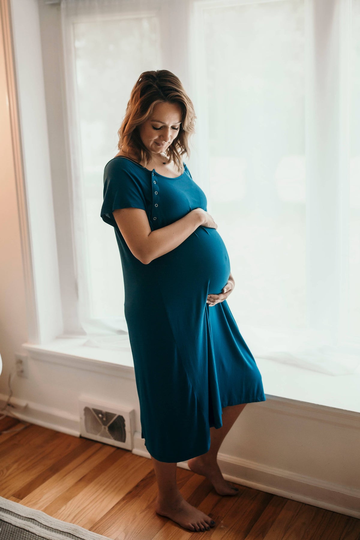 Blue Maternity Mommy Labor & Delivery, Nursing Gown